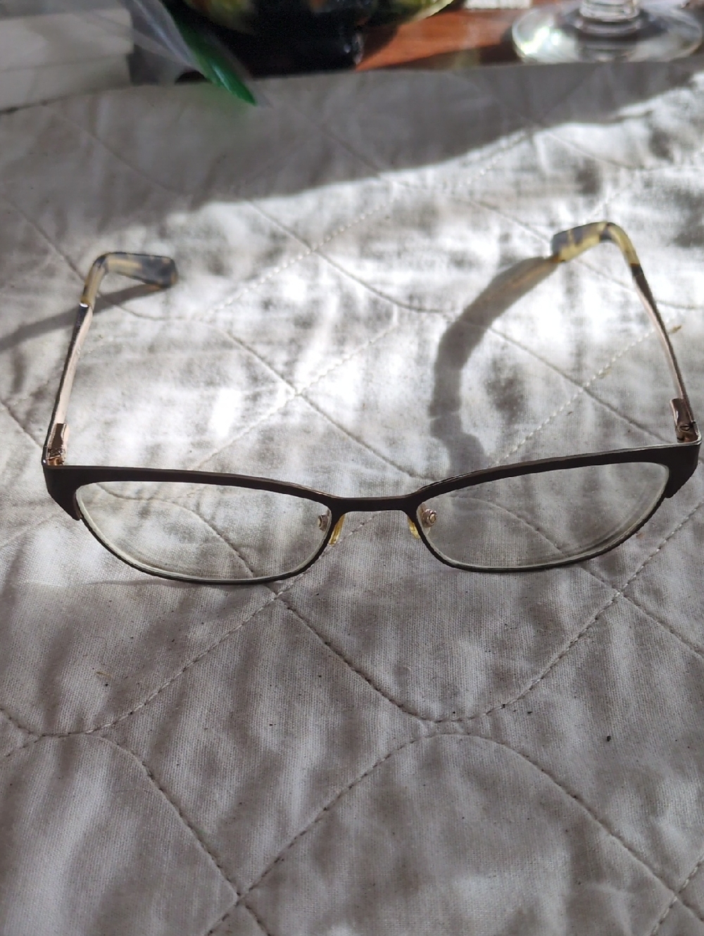 kate spade Leticia Brown and Gold Rectangular Eyeglass Frames
